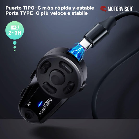 2x Intercomunicadores Moto - Fodsports V6S (1000m) - Bluetooth 5.0 — imagem 2